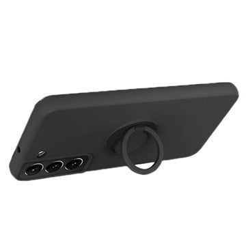 Samsung Galaxy S22+ 5G Liquid Silikone Cover med Ring Holder - Sort