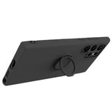 Samsung Galaxy S22 Ultra 5G Liquid Silikone Cover med Ring Holder - Sort