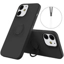iPhone 13 Liquid Silikone Cover med Ring Holder - Sort