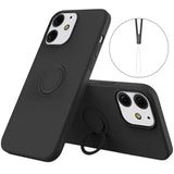 iPhone 13 Mini Liquid Silikone Cover med Ring Holder - Sort