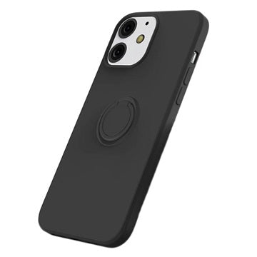 iPhone 13 Mini Liquid Silikone Cover med Ring Holder - Sort