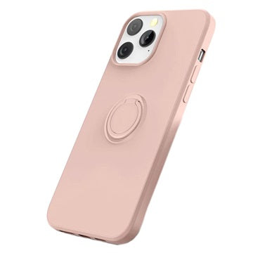 iPhone 13 Pro Liquid Silikone Cover med Ring Holder - Pink