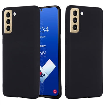 Samsung Galaxy S21 FE 5G Liquid Silikone Cover med Strop - Sort