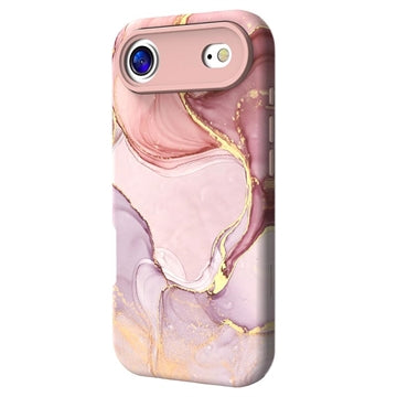 iPhone Air luksus marmor hybrid cover - Lilla / Guld