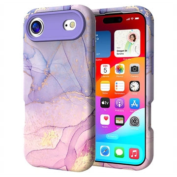 iPhone Air luksus marmor hybrid cover - Lilla / Pink