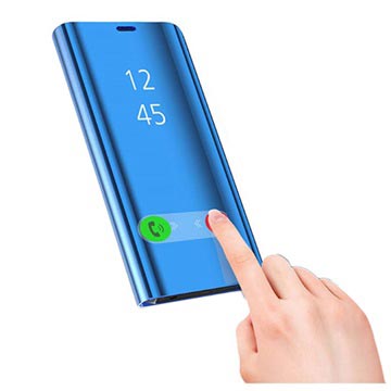 Luksus Mirror View Samsung Galaxy S9+ Flip Cover - Blå