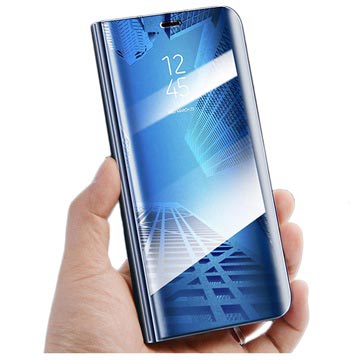 Luksus Mirror View Samsung Galaxy S9+ Flip Cover - Blå