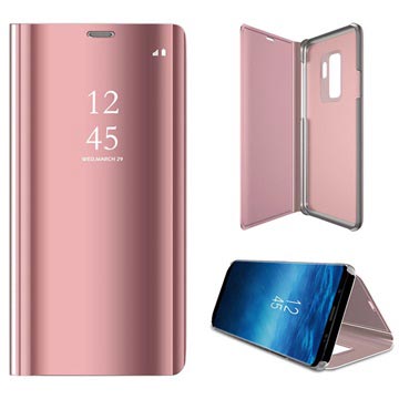 Luksus Mirror View Samsung Galaxy S9+ Flip Cover - Rødguld