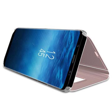 Luksus Mirror View Samsung Galaxy S9+ Flip Cover - Rødguld