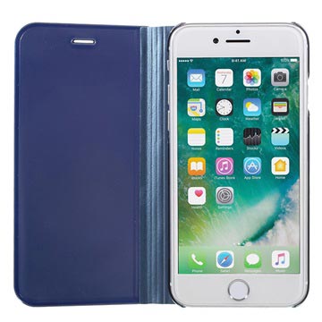 Luksus Mirror View iPhone 7/8/SE (2020)/SE (2022) Flip Cover - Blå