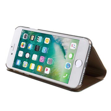 Luksus Mirror View iPhone 7/8/SE (2020)/SE (2022) Flip Cover - Guld