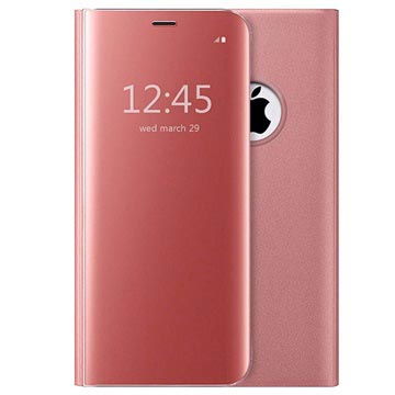 Luksus Mirror View iPhone 7/8/SE (2020)/SE (2022) Flip Cover - Rødguld