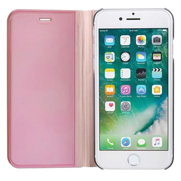 Luksus Mirror View iPhone 7/8/SE (2020)/SE (2022) Flip Cover - Rødguld