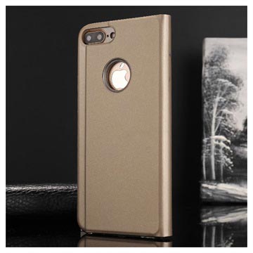 Luksus Series Mirror View iPhone 7 Plus / 8 Plus Flip Cover - Guld