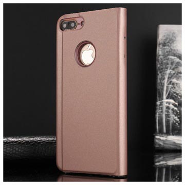 Luksus Series Mirror View iPhone 7 Plus / 8 Plus Flip Cover - Rødguld