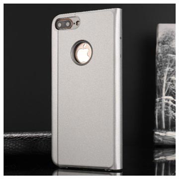 Luksus Series Mirror View iPhone 7 Plus / 8 Plus Flip Cover - Sølv