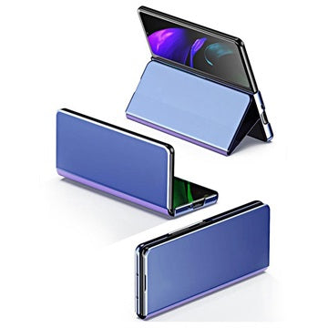 Luksus Series Mirror View Samsung Galaxy Z Fold3 5G Flip Cover - Blå