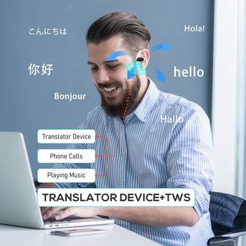 M8 144 Languages Translation Earphones Støjreducerende Smart Voice Translator TWS Bluetooth Headset - Sort