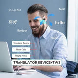M8 144 Languages Translation Earphones Støjreducerende Smart Voice Translator TWS Bluetooth Headset - Sort