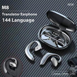 M8 144 Languages Translation Earphones Støjreducerende Smart Voice Translator TWS Bluetooth Headset - Hvid