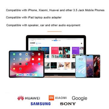 MH045S 3-i-1 AUX Bilkabel – USB-C, Lightning & 3.5mm Jack – Hvid