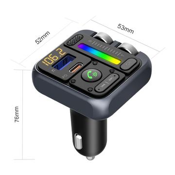 MT04 bil Bluetooth-adapter FM-sender HiFi musik MP3-afspiller Type-C + USB biloplader