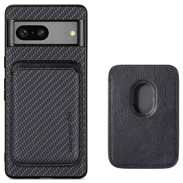 Google Pixel 7 Magnetisk Cover med Kortholder - Karbonfiber - Sort
