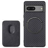 Google Pixel 7 Magnetisk Cover med Kortholder - Karbonfiber - Sort