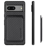 Google Pixel 7 Magnetisk Cover med Kortholder - Karbonfiber - Sort