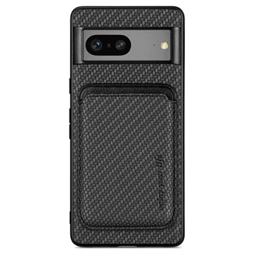Google Pixel 7 Magnetisk Cover med Kortholder - Karbonfiber - Sort