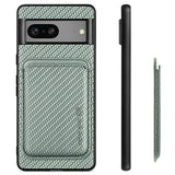 Google Pixel 7 Magnetisk Cover med Kortholder - Karbonfiber - Grøn