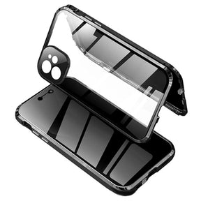 iPhone 11 Magnetisk Cover med Privatlivssikret Hærdet Glas - Sort