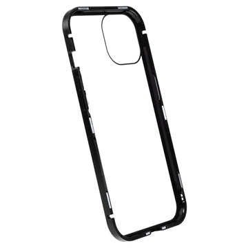 iPhone 15 Magnetisk Cover med Privatlivssikret Hærdet Glas - Sort