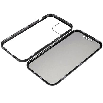 iPhone 15 Magnetisk Cover med Privatlivssikret Hærdet Glas - Sort