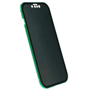 iPhone 15 Magnetisk Cover med Privatlivssikret Hærdet Glas - Grøn