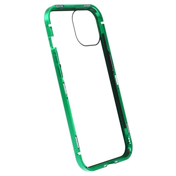 iPhone 15 Magnetisk Cover med Privatlivssikret Hærdet Glas - Grøn