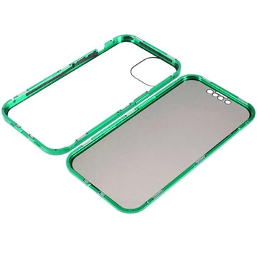 iPhone 15 Magnetisk Cover med Privatlivssikret Hærdet Glas - Grøn