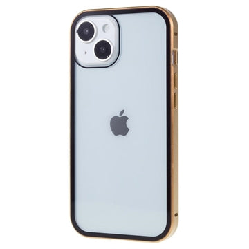 iPhone 15 Plus Magnetisk Cover med Privatlivssikret Hærdet Glas - Guld