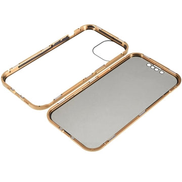 iPhone 15 Plus Magnetisk Cover med Privatlivssikret Hærdet Glas - Guld