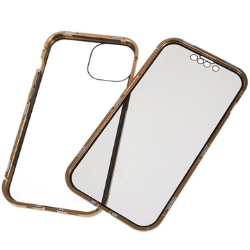 iPhone 15 Plus Magnetisk Cover med Privatlivssikret Hærdet Glas - Guld