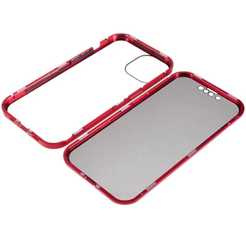 iPhone 15 Plus Magnetisk Cover med Privatlivssikret Hærdet Glas - Rød
