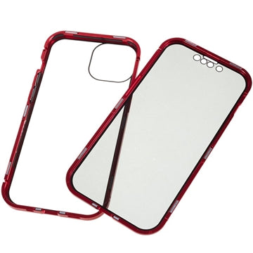 iPhone 15 Plus Magnetisk Cover med Privatlivssikret Hærdet Glas - Rød