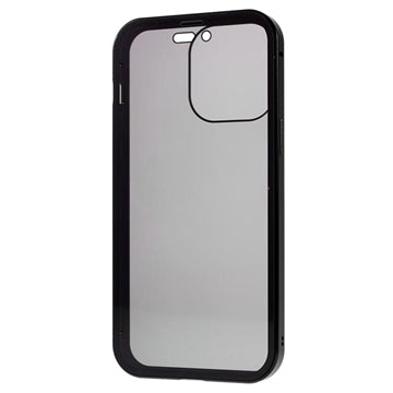 iPhone 15 Pro Magnetisk Cover med Privatlivssikret Hærdet Glas - Sort