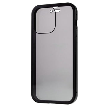 iPhone 15 Pro Magnetisk Cover med Privatlivssikret Hærdet Glas - Sort