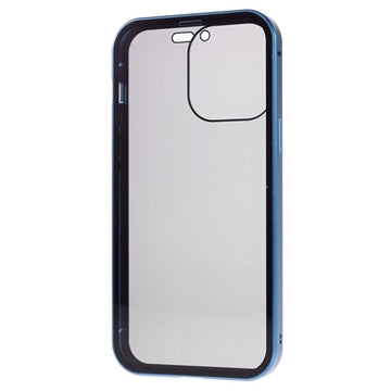 iPhone 15 Pro Magnetisk Cover med Privatlivssikret Hærdet Glas - Blå