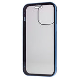 iPhone 15 Pro Magnetisk Cover med Privatlivssikret Hærdet Glas - Blå
