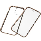 iPhone 15 Pro Max Magnetisk Cover med Privatlivssikret Hærdet Glas - Guld