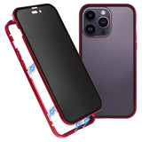 iPhone 15 Pro Max Magnetisk Cover med Privatlivssikret Hærdet Glas - Rød