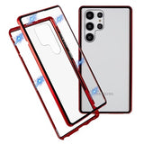 Samsung Galaxy S22 Ultra 5G Magnetisk Cover med Hærdet Glas - Rød