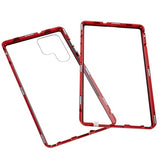 Samsung Galaxy S22 Ultra 5G Magnetisk Cover med Hærdet Glas - Rød